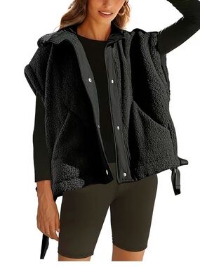 Cozy Black Sherpa Vest Jacket - Women's vest